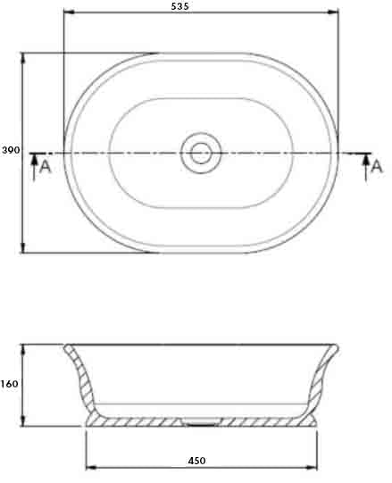 Turner Hastings Cambridge 54 x 39 TitanCast Solid Surface Above Counter Basin