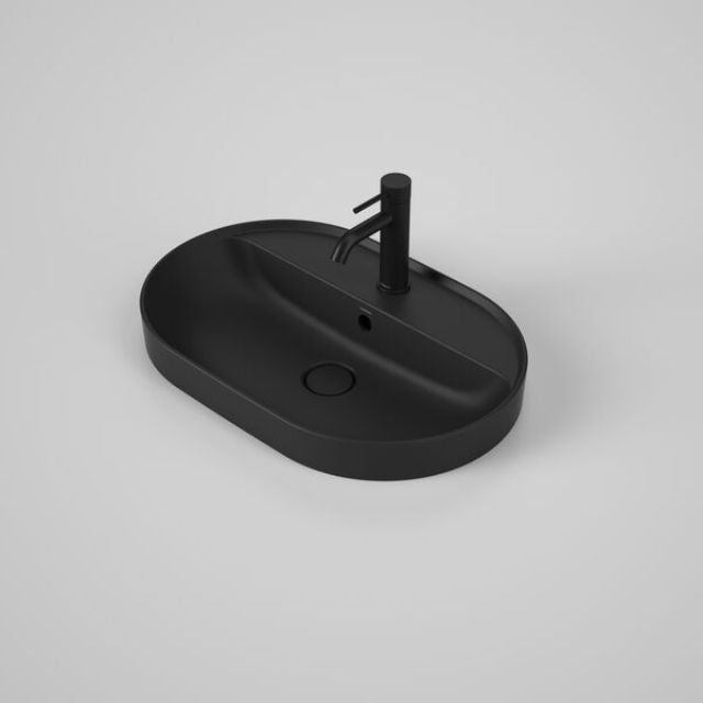 Caroma Liano II 600mm Pill Inset Basin with Tap Landing (1 Tap Hole) - (with Overflow)