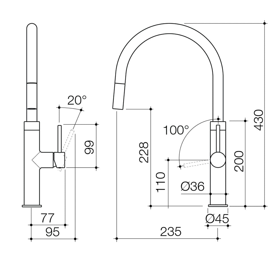 Caroma Liano II Lead Free Pull Out Sink Mixer
