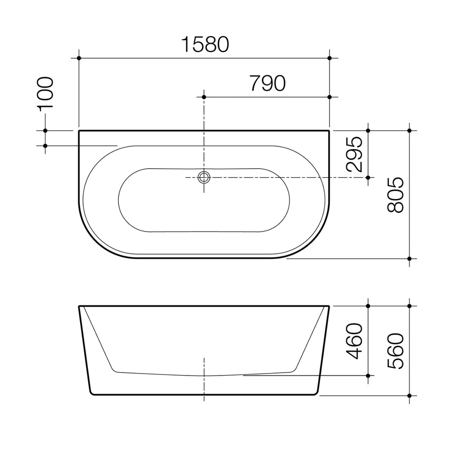 Caroma Urbane II Back to Wall Freestanding Bath