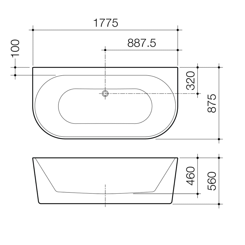 Caroma Urbane II Back to Wall Freestanding Bath