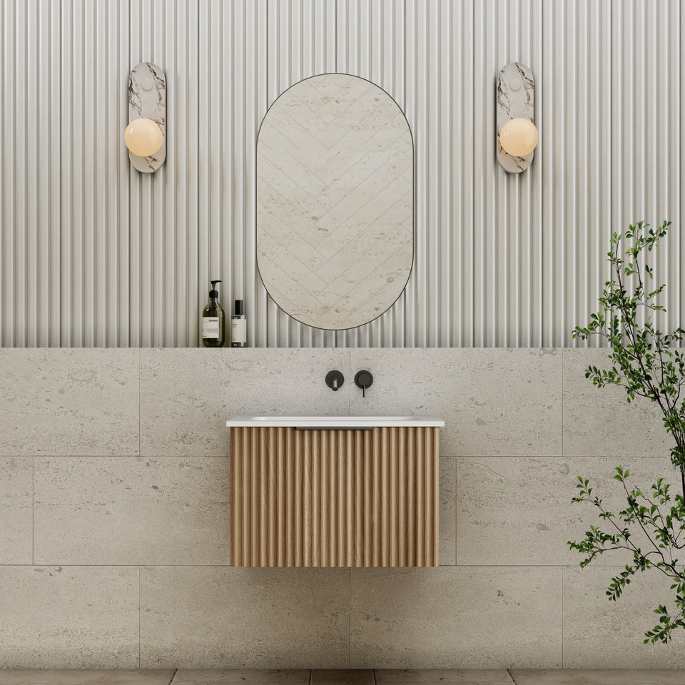 Cassa Design Capture Ensuite Wall Hung Vanity - 600mm / Natural Walnut (CAP600EN-WALNUT)