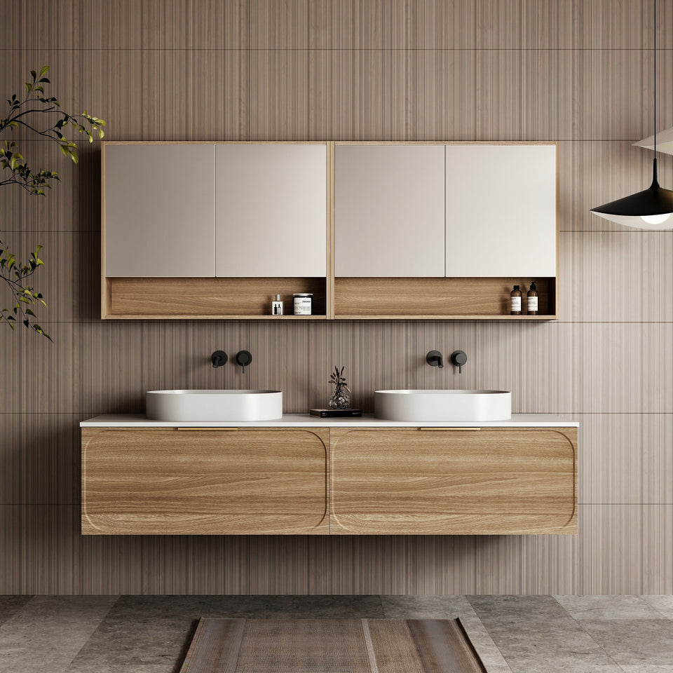 Cicero 1800mm Wall Hung Vanity Natural Walnut - front view