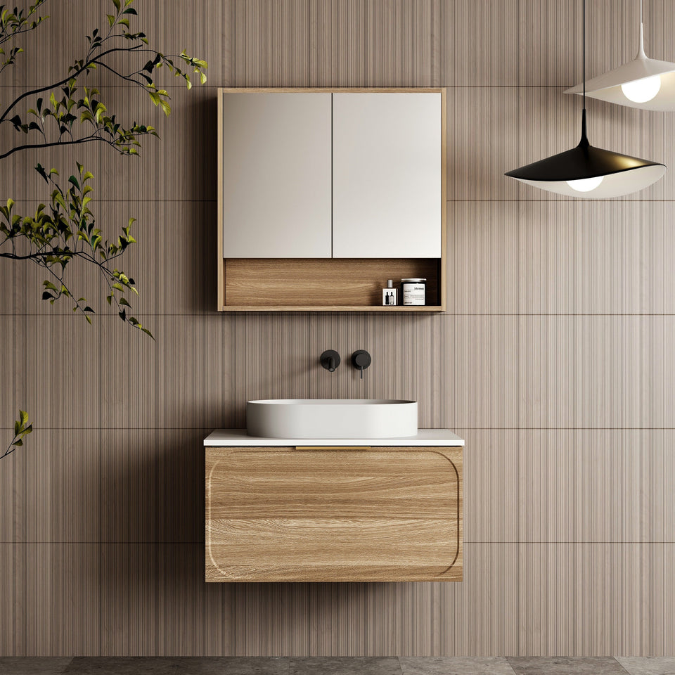 Cassa Design Cicero Wall Hung Vanity - 750mm / Natural Walnut (CIC750WH-WALNUT)