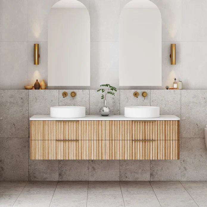 Gravity Curved Wall Hung Vanity - 1500mm / Natural Oak (GRA1500WH-OAK)