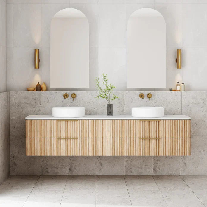 Gravity Curved Wall Hung Vanity - 1800mm / Natural Oak (GRA1800WH-OAK)