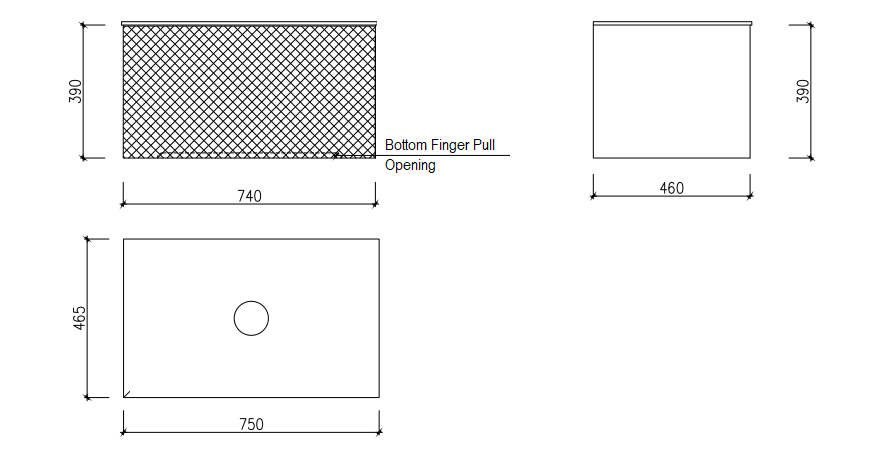 Relievo 750mm Wall Hung Vanity - specification drawing