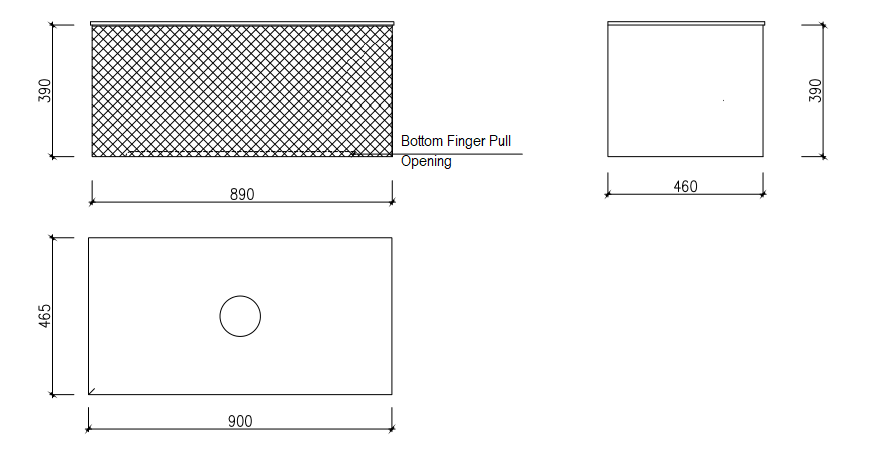 Relievo 900mm Wall Hung Vanity - specification drawing