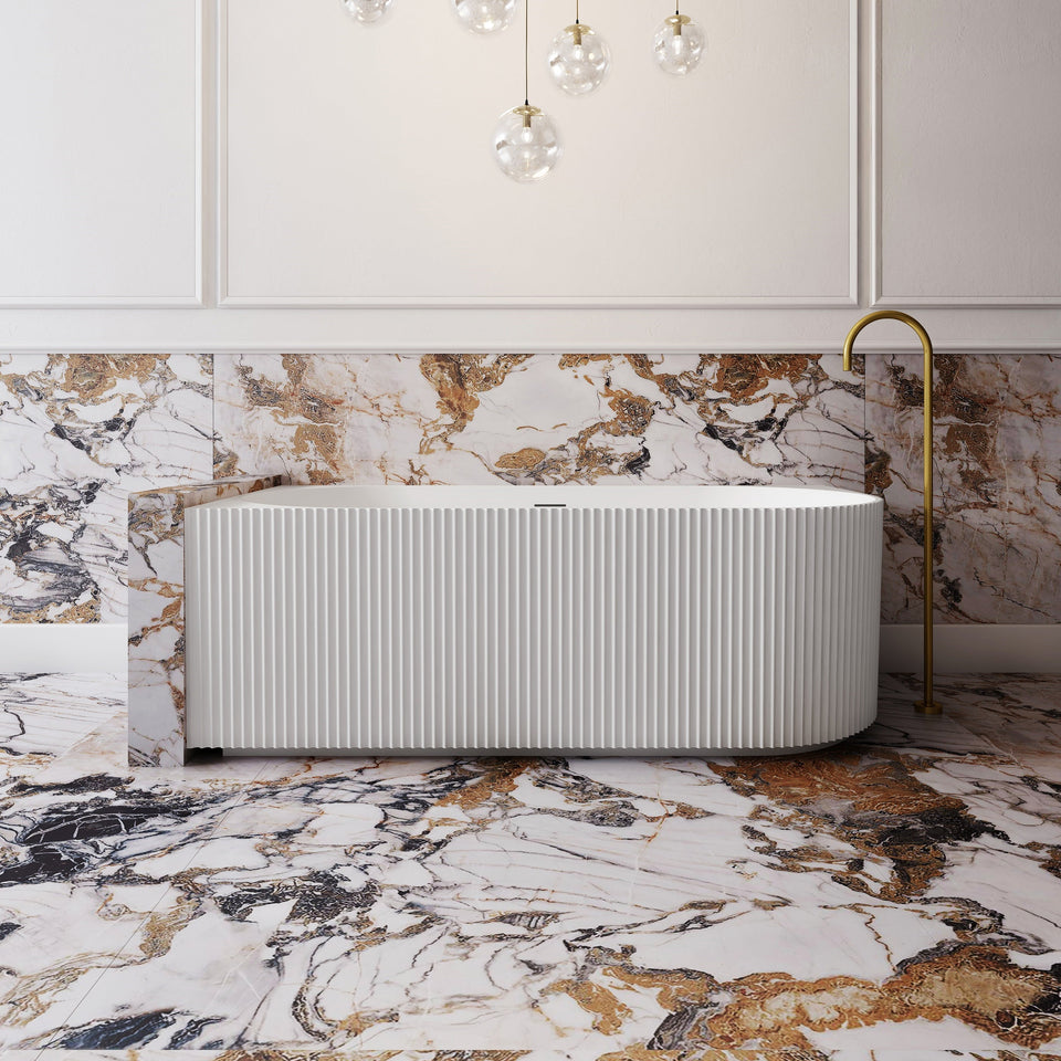 V-Groove Corner Back To Wall Bath
