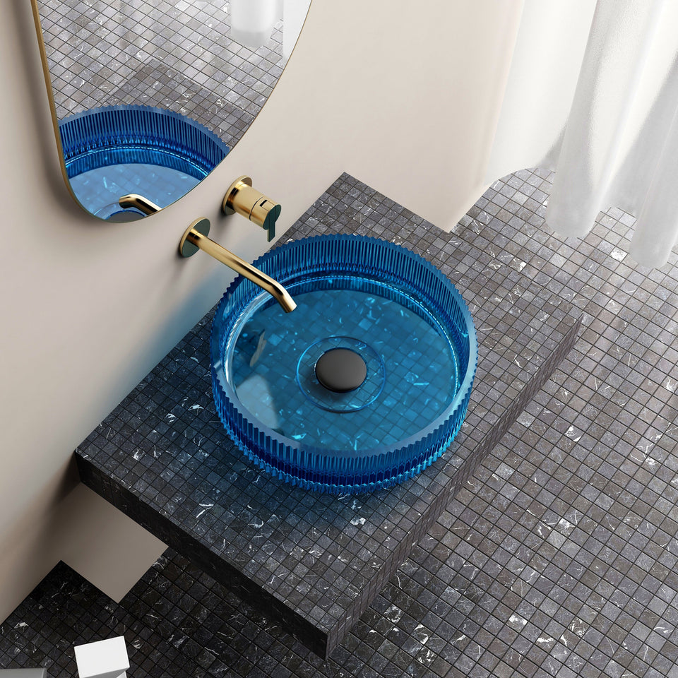 Wow V-Groove Translucency Round Above Counter Basin - top view (2)