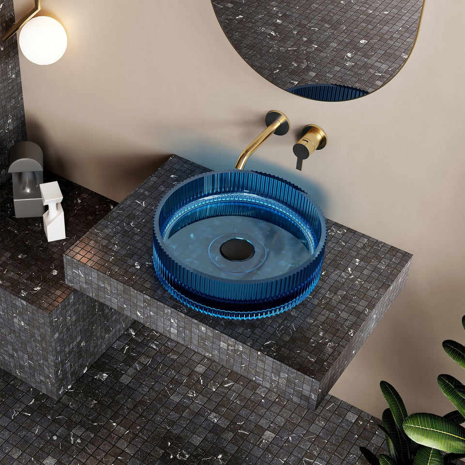 Wow V-Groove Translucency Round Above Counter Basin - top view