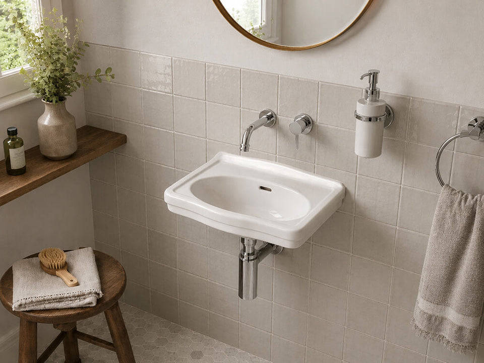 Turner Hastings Claremont 68 x 51 Wall Hung Basin - No Tap Hole (CL680BA-NTH)