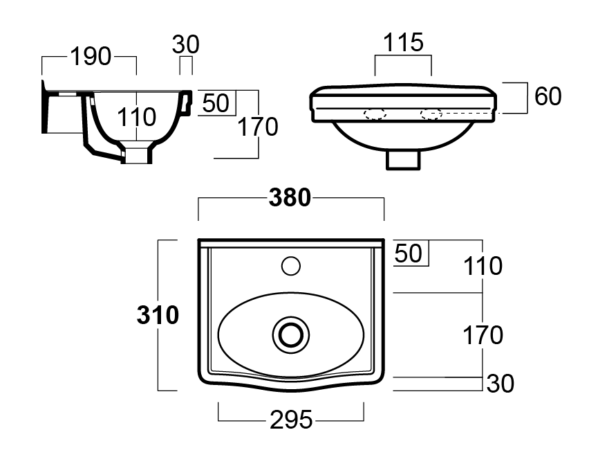 Turner Hastings Claremont 38 x 31 Wall Hung Basin
