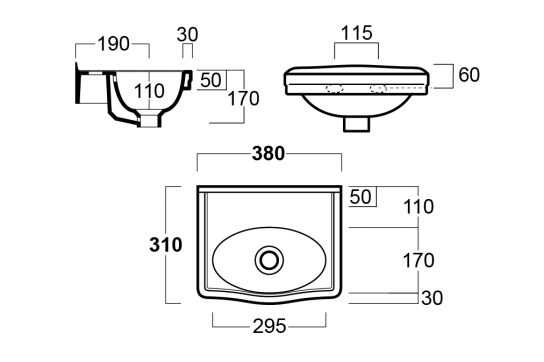 Turner Hastings Claremont 38 x 31 Wall Hung Basin