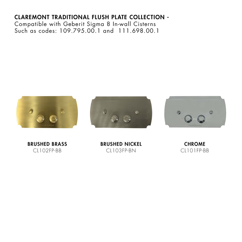 Turner Hastings Claremont Floor Mounted Pan & Seat + Geberit In-wall Cistern + Traditional Flush Plate