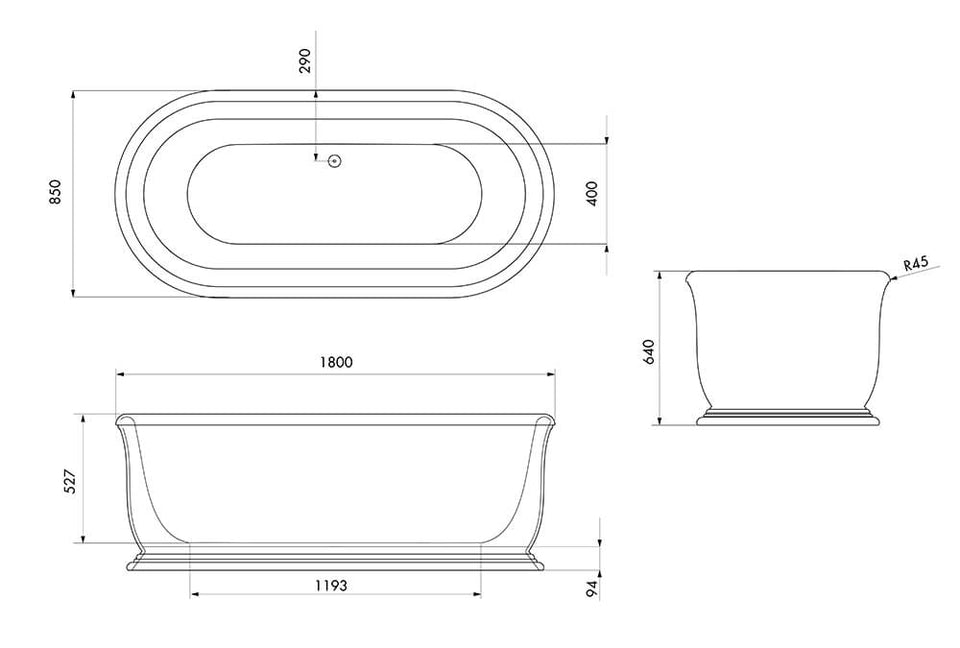 Turner Hastings Camden 180 x 85 TitanCast Solid Surface Freestanding Bath