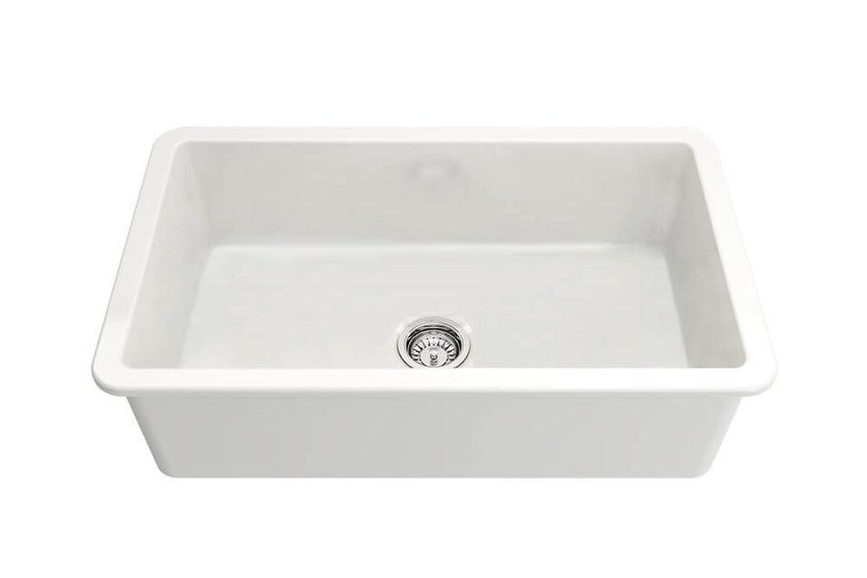 Turner Hastings Cuisine 81 x 48 Inset / Undermount Fine Fireclay Sink - Matte White / Without Overflow (CU813FS-MW)
