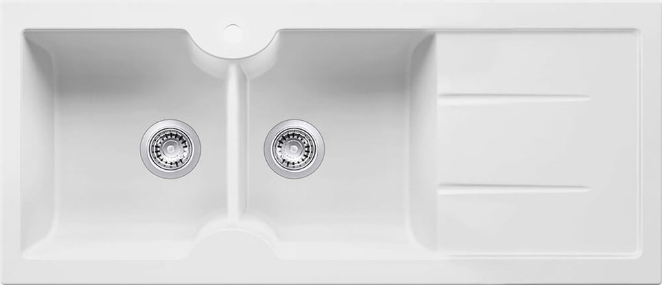 Turner Hastings Cuisine 116 x 50 Double Bowl Inset / Undermount Fine Fireclay Sink with Drainer (cud1163fs-rhd-mw.jpg)