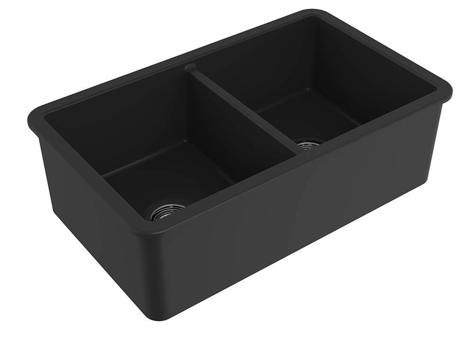 Turner Hastings Cuisine 85 x 46 Double Inset / Undermount Fine Fireclay Sink Matte Black (CUD85FS-MB)