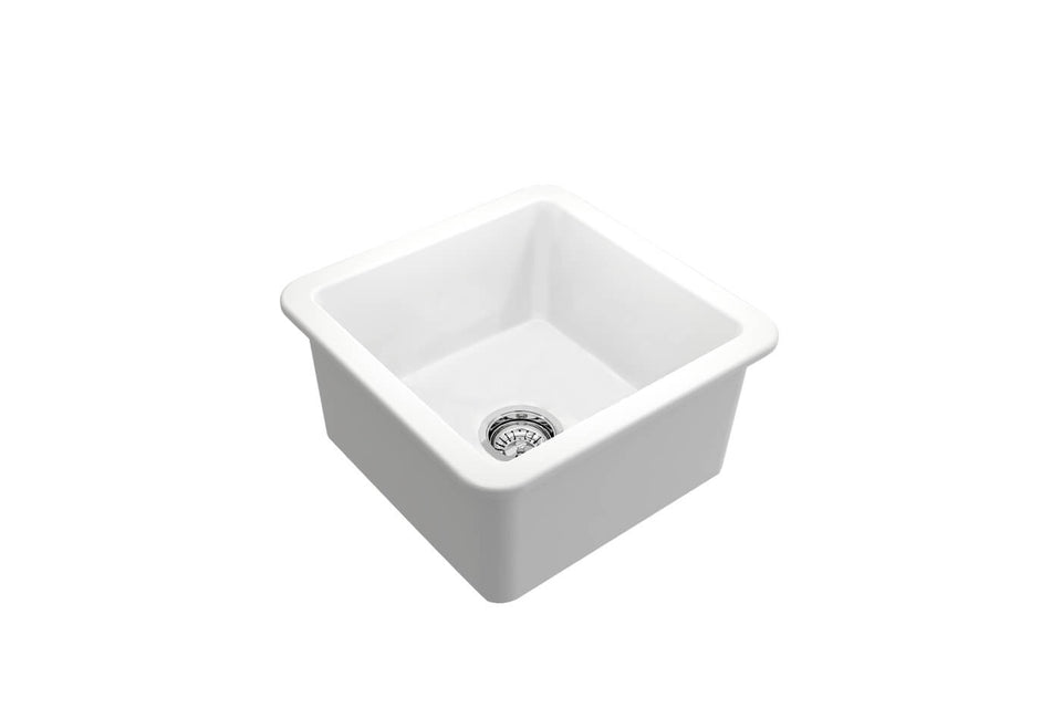 Turner Hastings Cuisine 46 x 46 Inset / Undermount Fine Fireclay Matte White Sink (CU463FS-MW-OF)