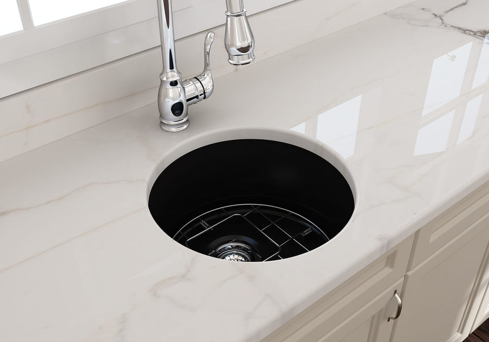 Turner Hastings Cuisine Round 47 Inset / Undermount Fine Fireclay Sink - Matte Black (CUR47FS-MB)