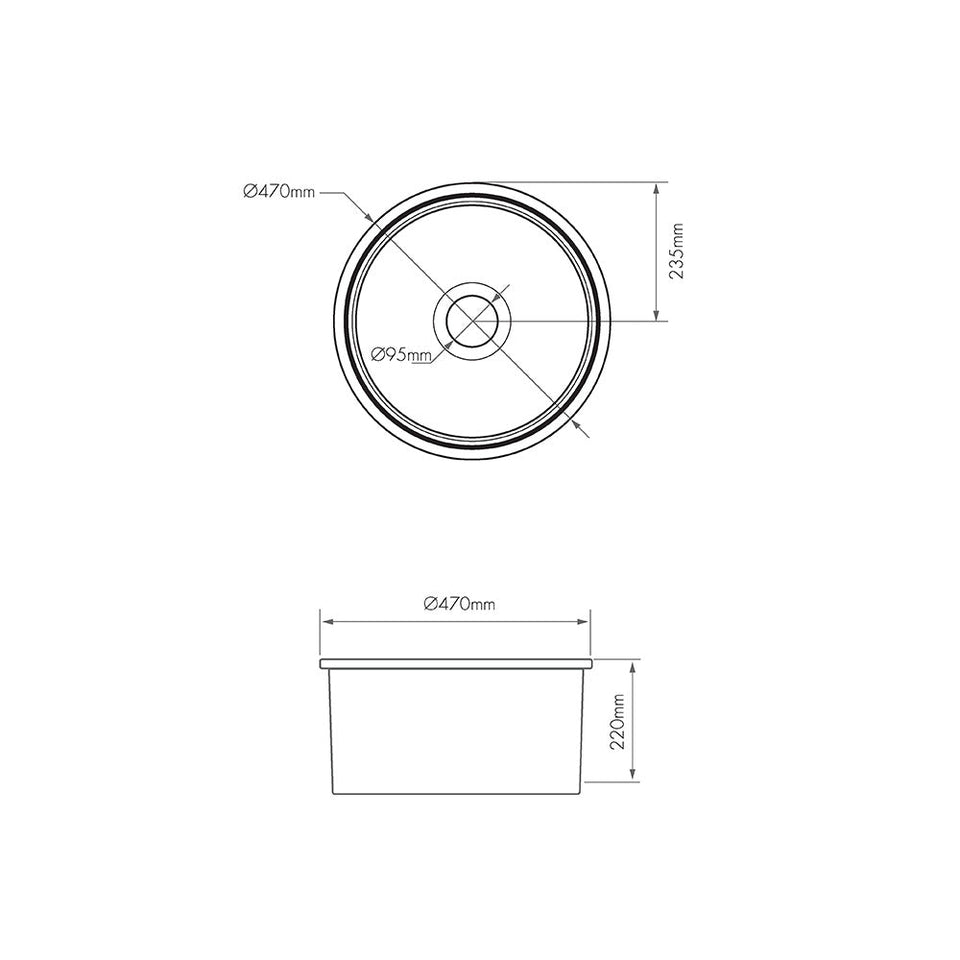 Turner Hastings Cuisine Round 47 Inset / Undermount Fine Fireclay Sink