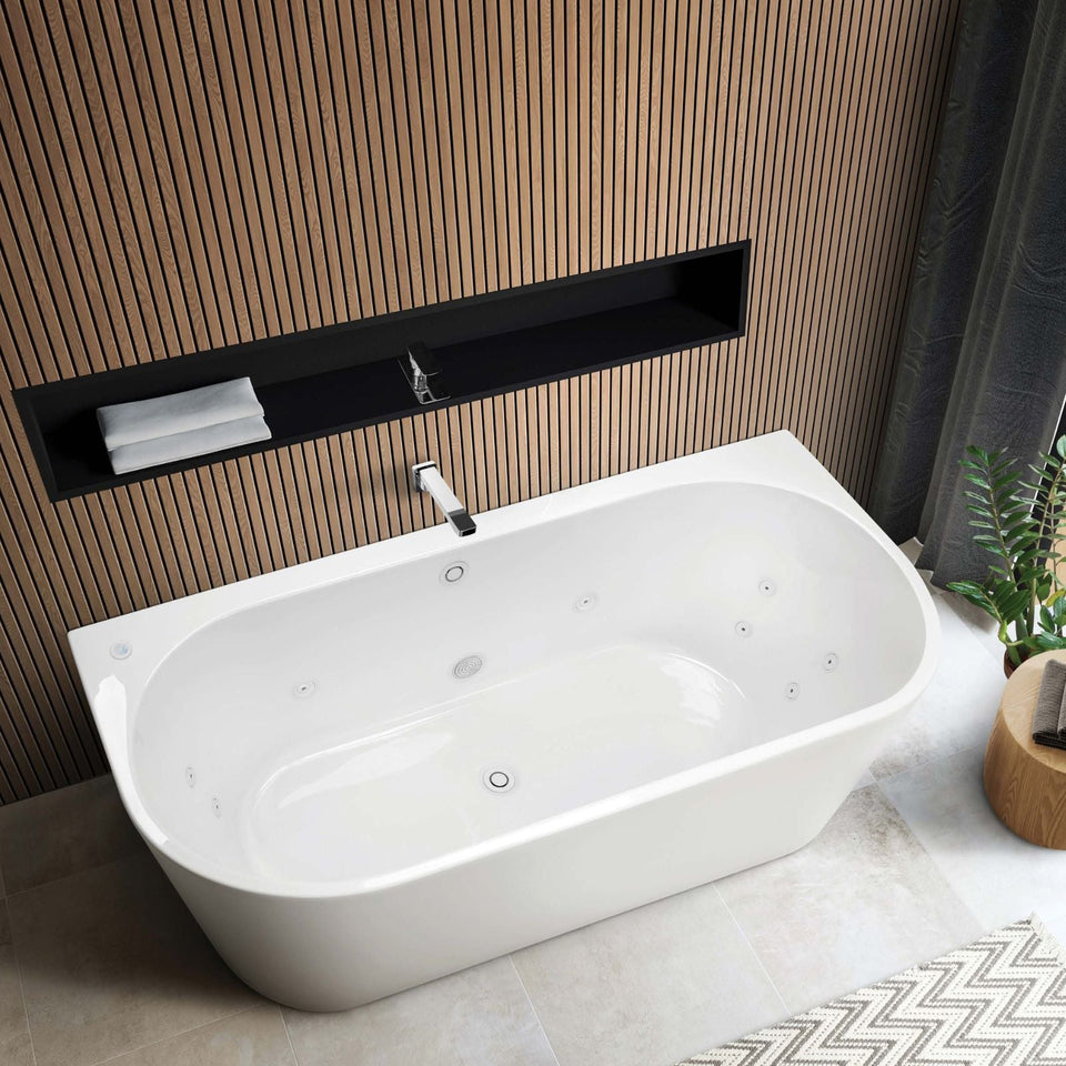 Decina Alegra Contour Back-To-Wall Freestanding Spa Bath with Jets