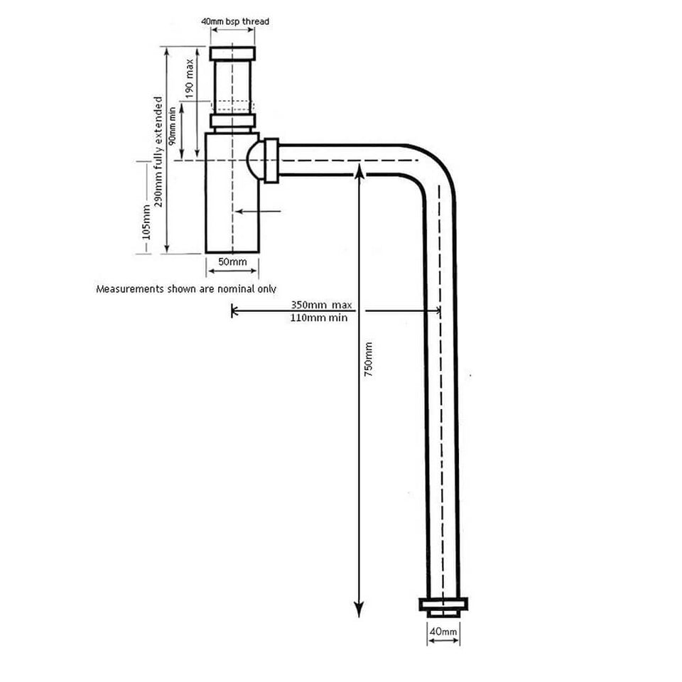 Turner Hastings Deluxe Adjustable Bottle S Trap - Chrome on Brass (AU4040BTS) 2