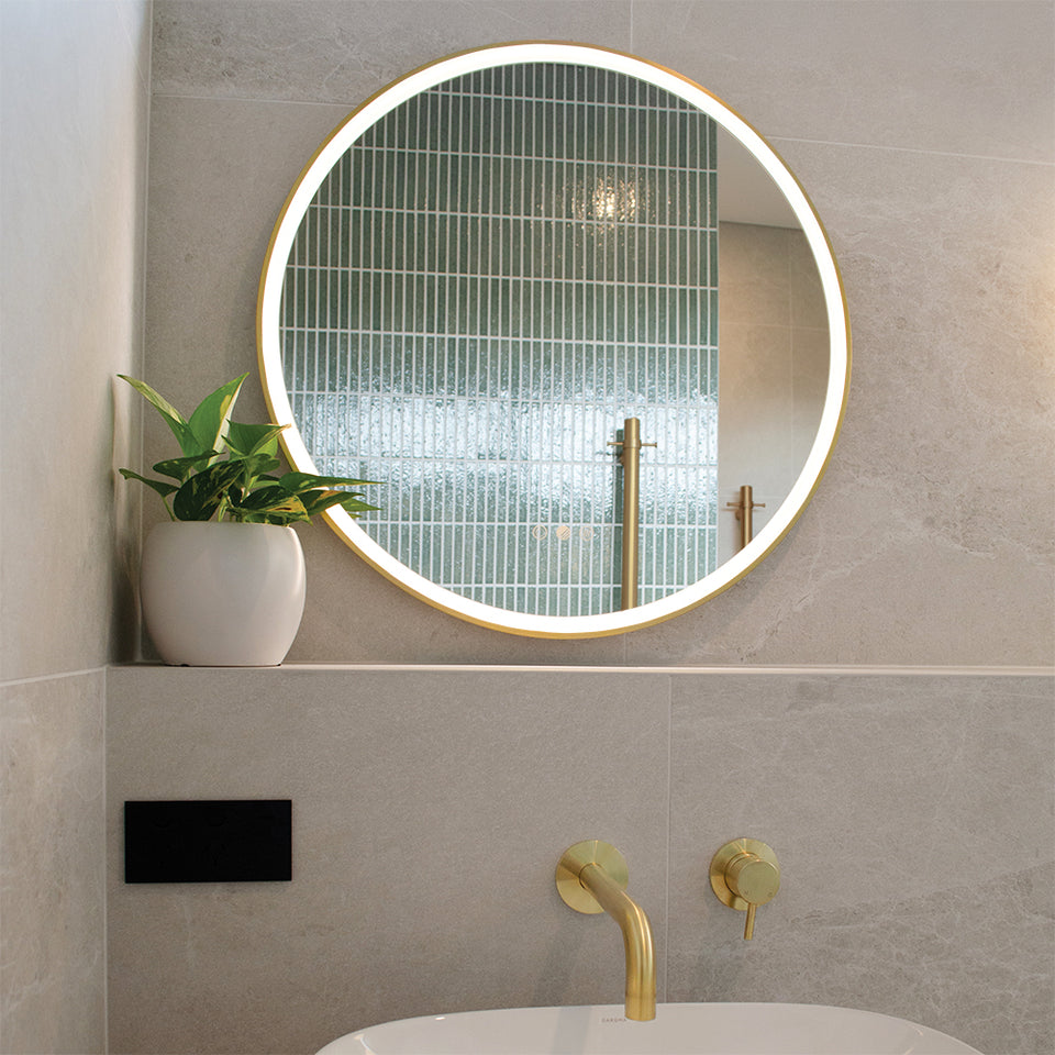 Radiant AURA Light Gold - OLËK - 795mm LED Mirror (LGAURARND80)