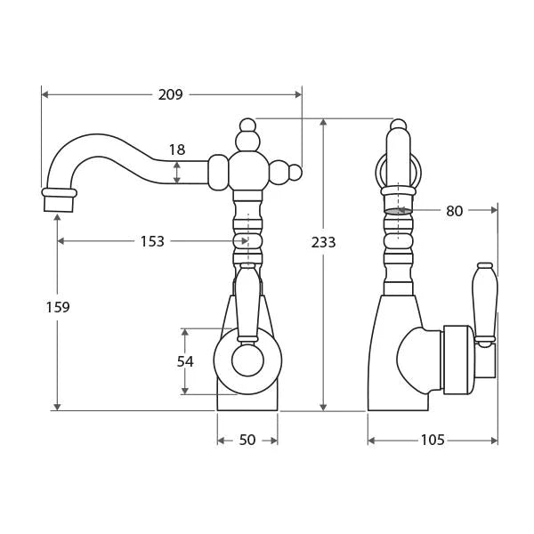 Fienza Eleanor Shepherds Crook Basin Mixer -/Ceramic