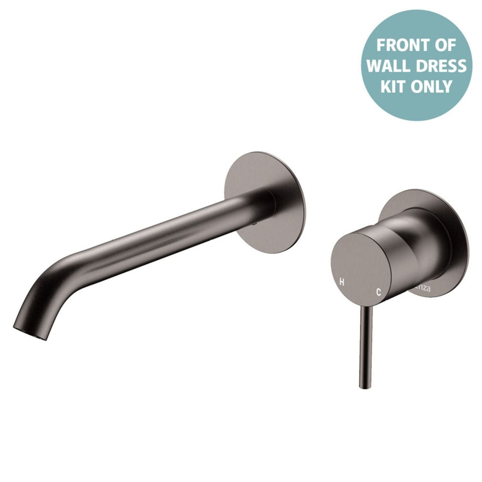 Fienza Kaya Basin/Bath Wall Mixer Dress Kit Set Round Plates 200mm Outlet Gun Metal