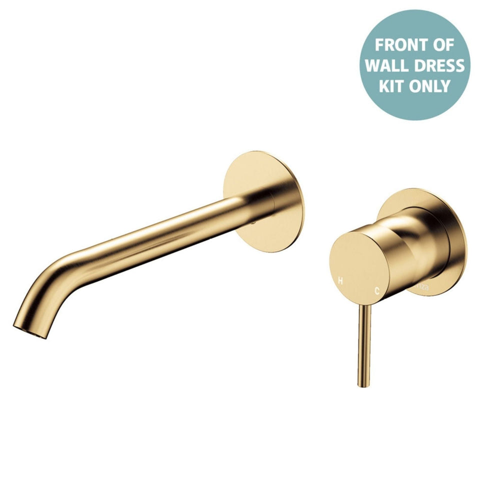 Fienza Kaya Basin/Bath Wall Mixer Dress Kit Set Round Plates 200mm Outlet Urban Brass