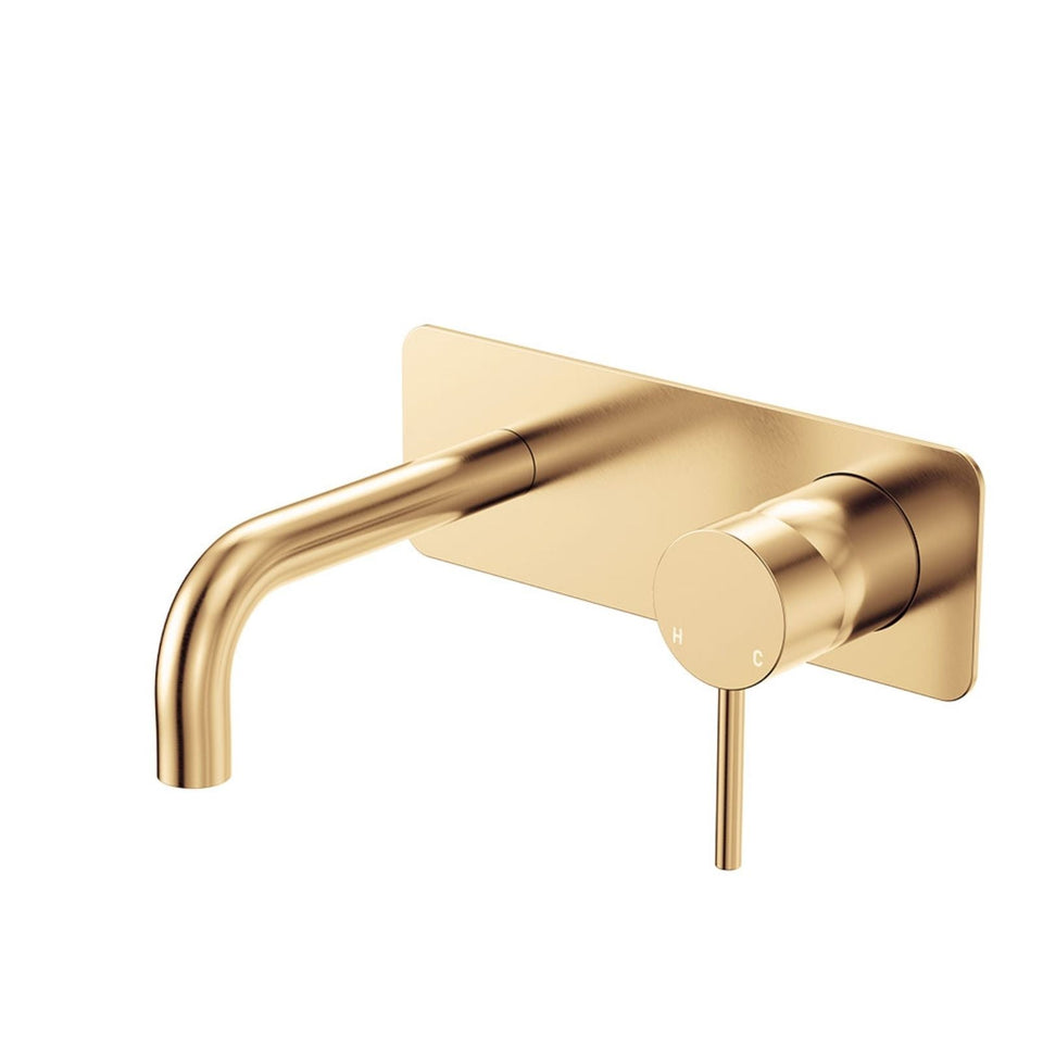 Fienza Kaya Basin/Bath Wall Mixer Set Rectangular Plate Outlet Urban
