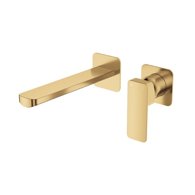 Fienza Tono Basin/Bath Wall Mixer Set Outlet Small Square Plates Urban