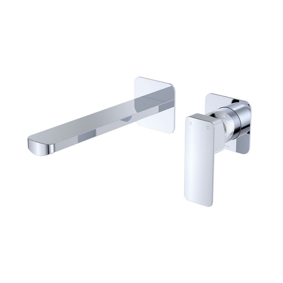 Fienza Tono Basin/Bath Wall Mixer Set Outlet Small Square Plates