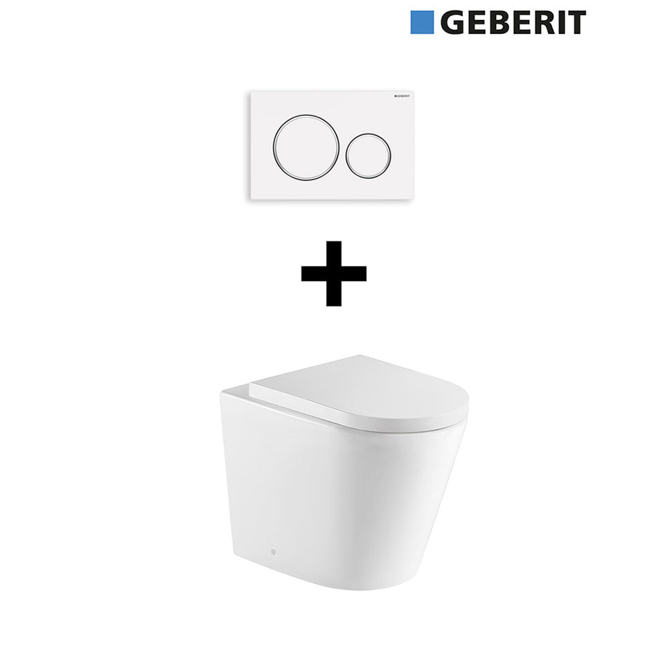 Turner Hastings Fino WhisperFlush Floor Pan & Seat + Geberit In-wall Cistern + ABS Button