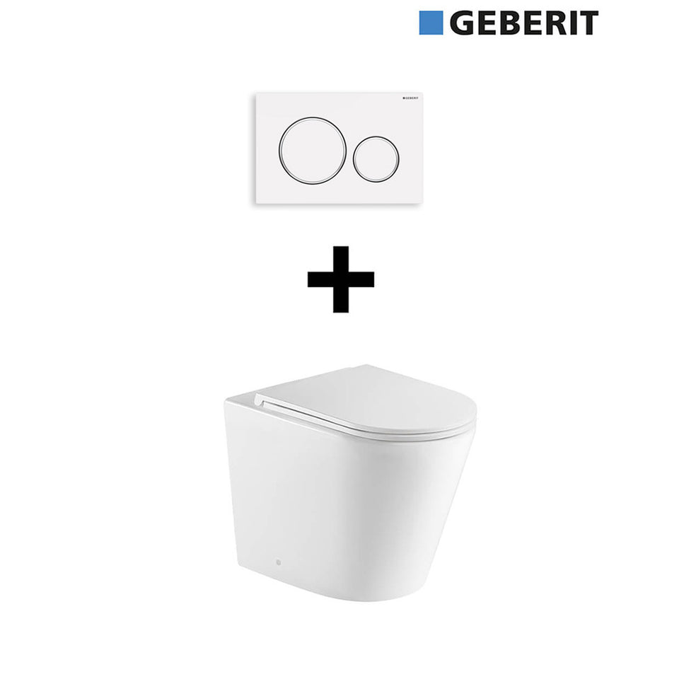 Turner Hastings Fino WhisperFlush Floor Pan & Seat + Geberit In-wall Cistern + ABS Button
