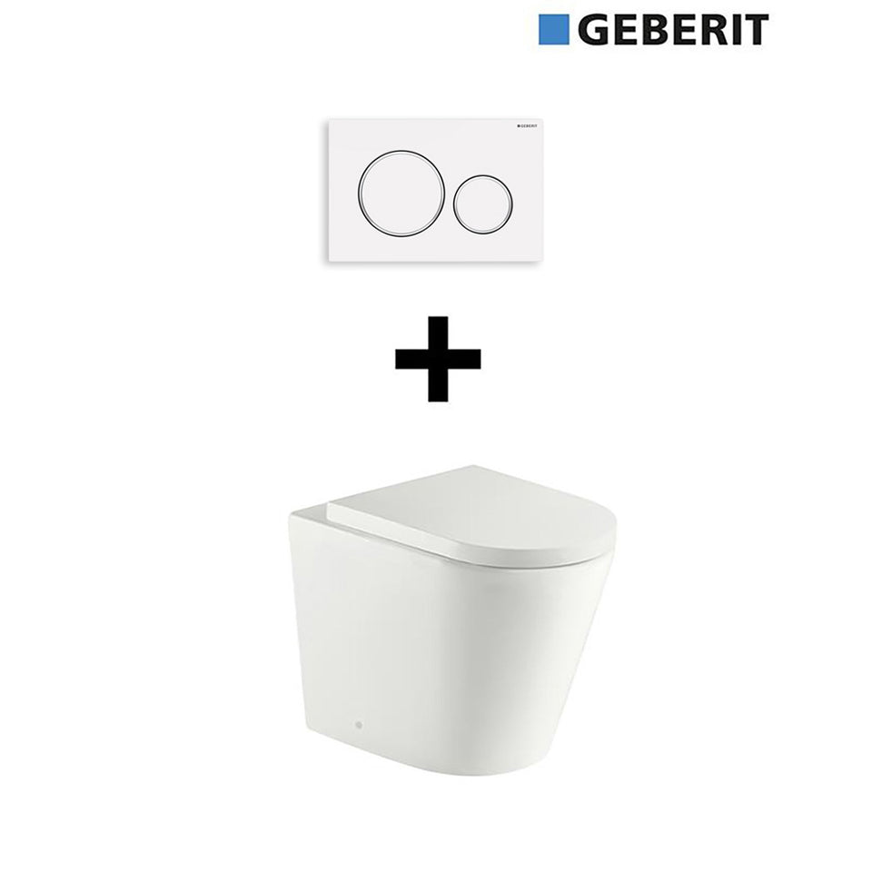 Turner Hastings Fino WhisperFlush Floor Pan & Seat + Geberit In-wall Cistern + ABS Button