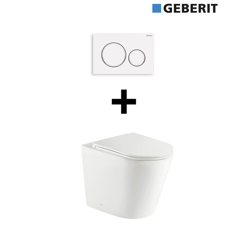 Turner Hastings Fino WhisperFlush Floor Pan & Seat + Geberit In-wall Cistern + ABS Button