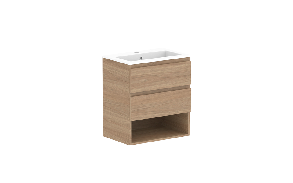 ADP Glacier Lite Ensuite Shelf Twin Vanity with Ceramic Top