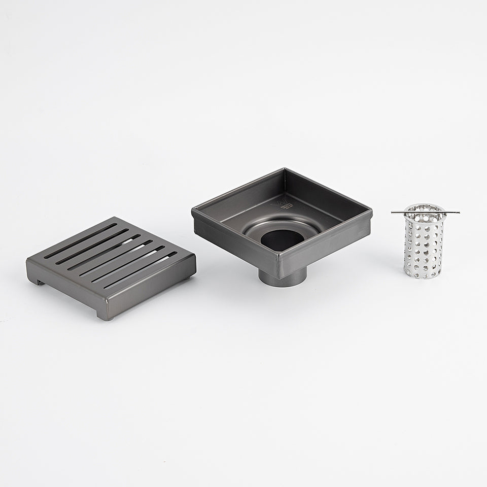 Radiant Square Slotted Floor Grate (Gun Metal Grey) 100mm x 100mm (74mm Outlet) (316-GMG-SGS-100-74) 2