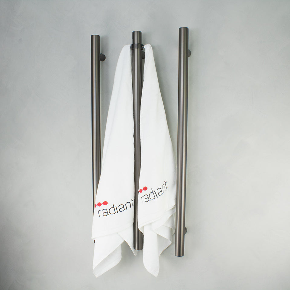 Radiant Heated Vertical towel rail 40 x 950mm Gun Metal grey (GMG-VTR-950) 3