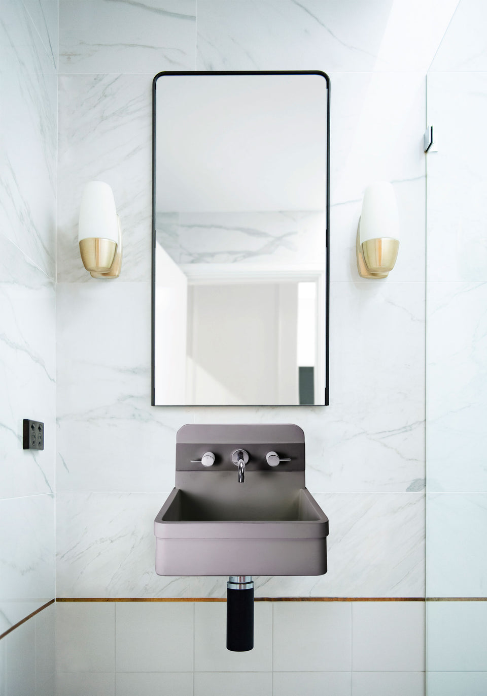 Nood Co Herbert Basin - Two Tone - Wall Hung (Mid Tone Grey)