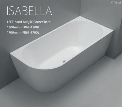 Fienza Left-hand Acrylic Corner Bath 1500mm