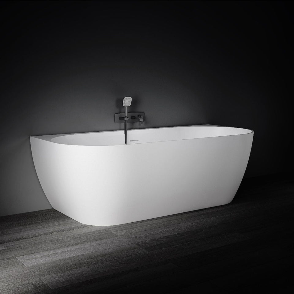Kaskade Eleni VX105-1700 Back to Wall Stone Bath with Overflow