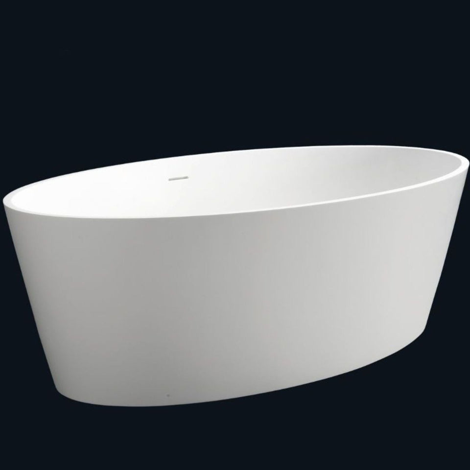 Kaskade Lyka Freestanding Oval Stone Bath Matte White 1600mm