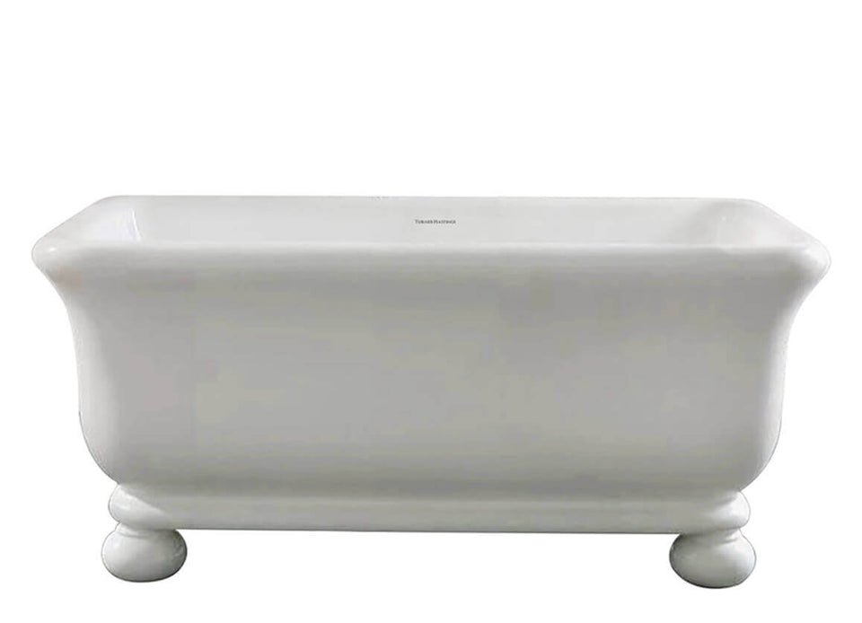 Turner Hastings Kirkham 160 x 85 TitanCast Solid Surface Freestanding Bath with Ball Feet - Satin Silk White (KIF1610TCB)