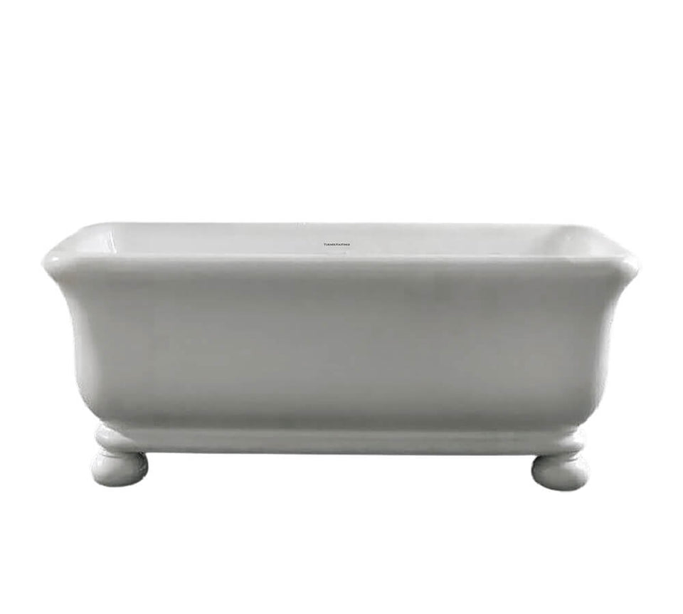 Turner Hastings Kirkham 180 x 84 TitanCast Solid Surface Bath With Ball Feet - Satin Silk White (KIF1810TCB)