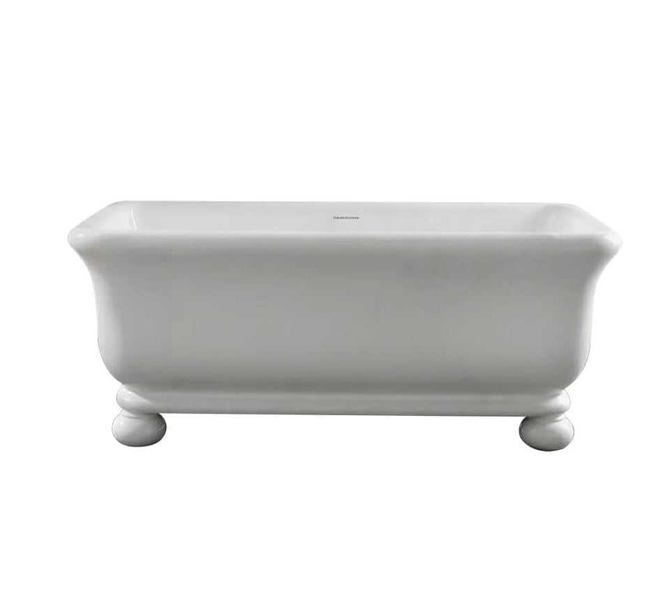 Turner Hastings Kirkham 180 x 84 TitanCast Solid Surface Bath With Ball Feet - Gloss White / Without Overflow (KIF1810TCB-GW)