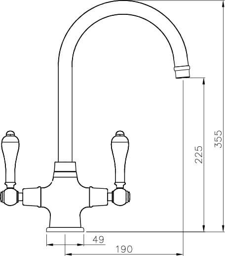 Turner Hastings Ludlow Double Mixer Tap - English Bronze (LU110DM-EB) 3